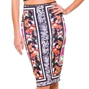 Clover Canyon Revolve Floral Scarf print bodycon skirt
